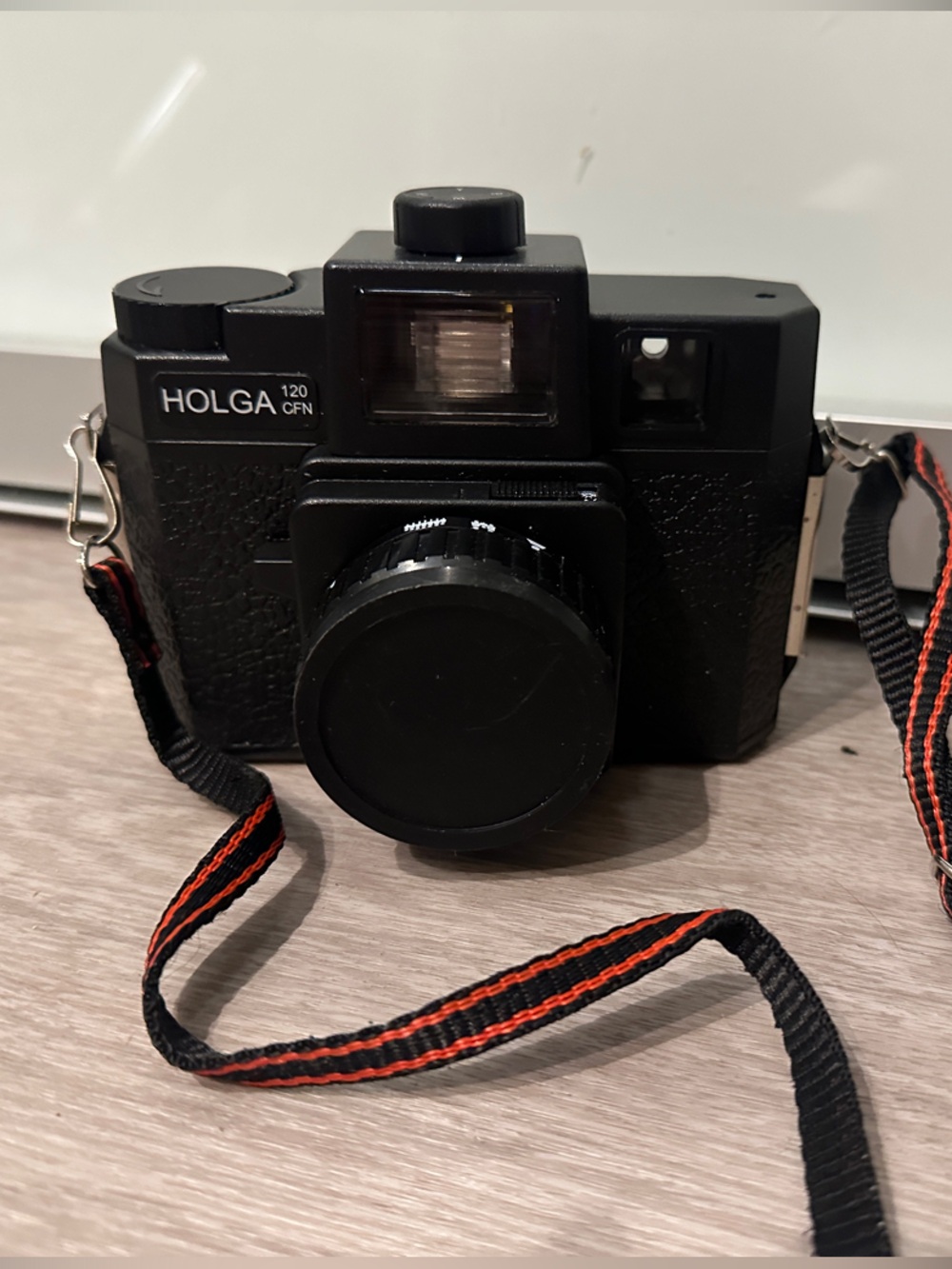 Used Holga Film Camera with Black and Red Strap